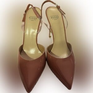 NWOT Francesco Russo Women's Taupe Slingback Heels